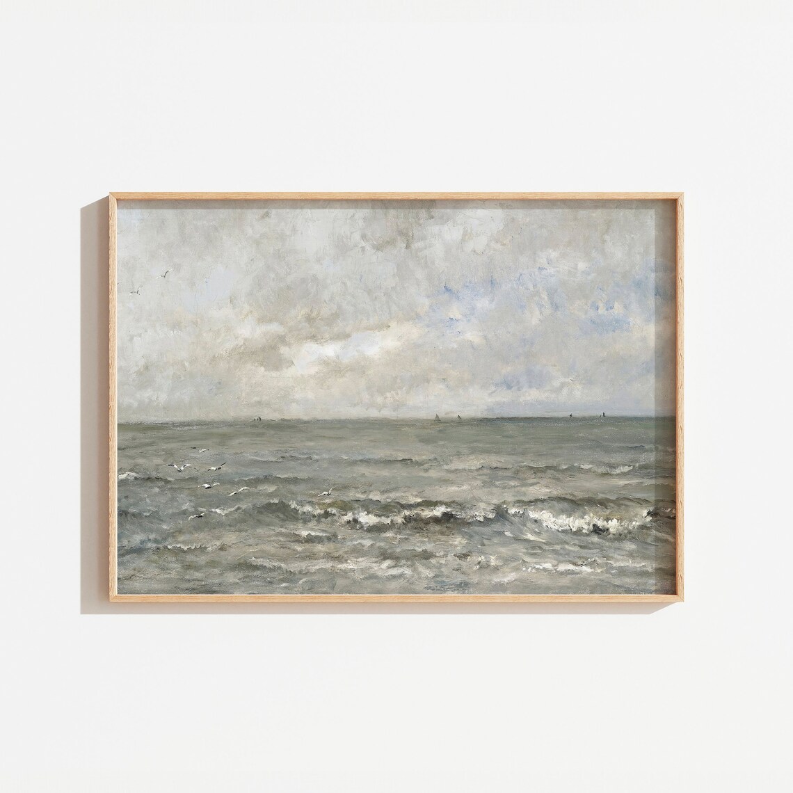 Vintage Coastal Landscape, Neutral Bathroom Wall Art