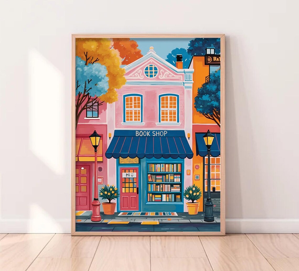 Bookstore Door View, Boho Reading Nook Decor