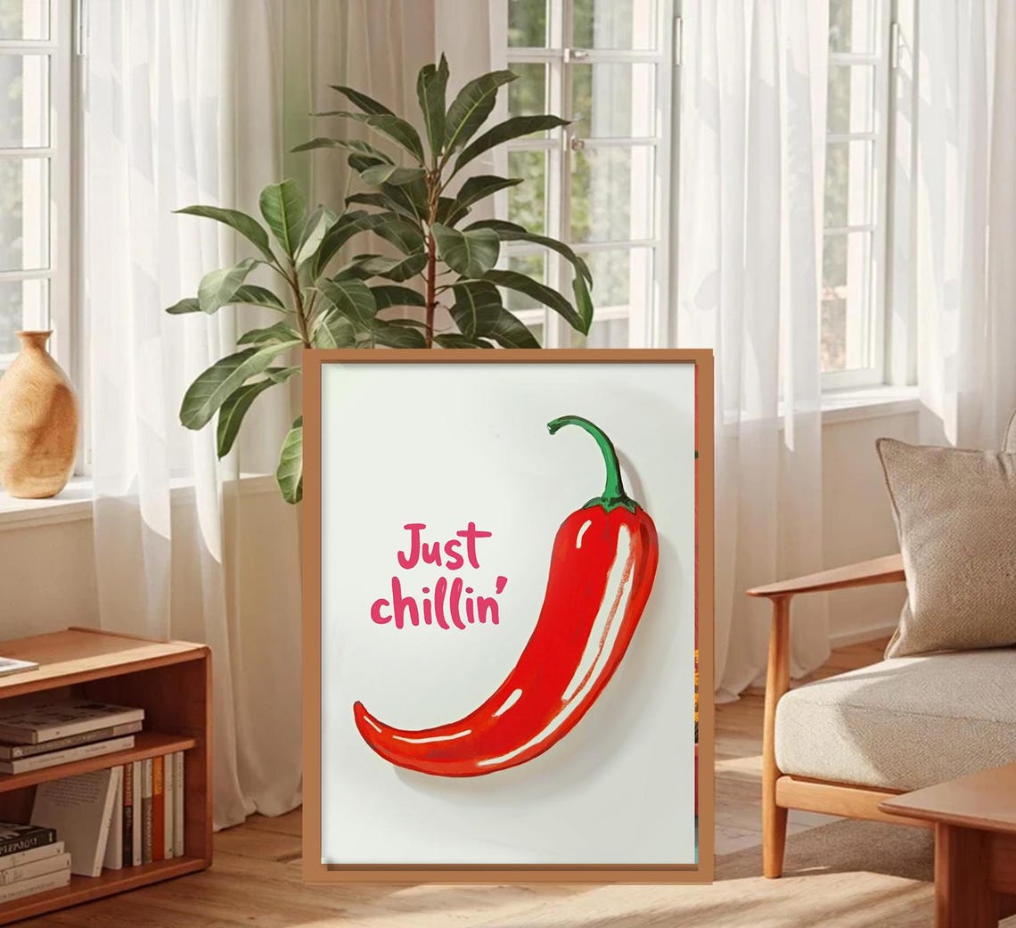 Hot Chili Boho Kitchen Decor, Funny Quote Art Print - Image 2
