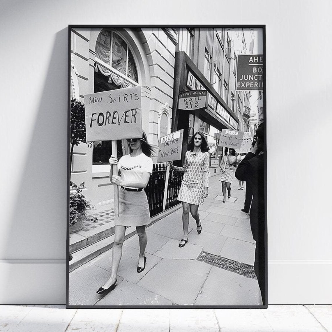 Mini Skirts Forever 1960s London Protest Black and White Photo Poster