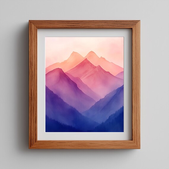 Purple Mountains, Abstract Landscape Art Print