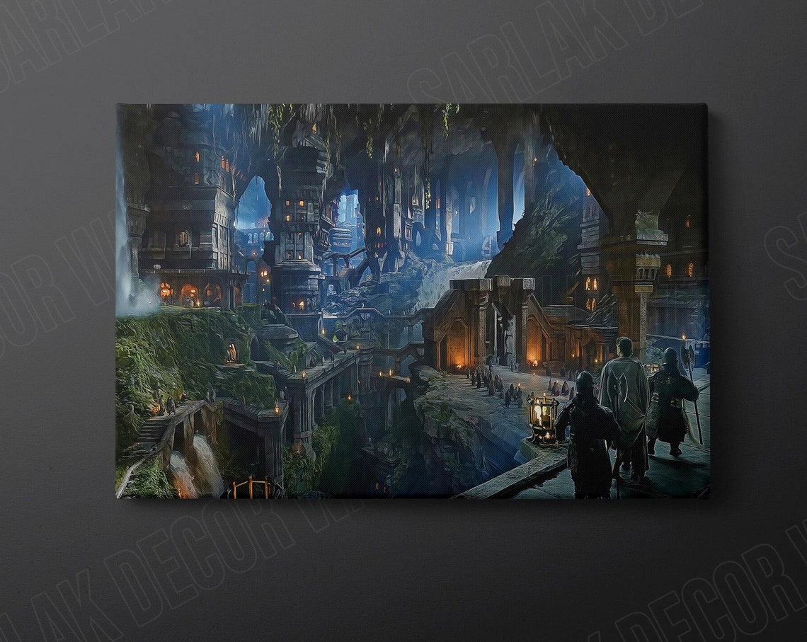 Rings Of Power Oil Printed Lord Of The Rings Oil Printed Rings Of Power Oil Printed Elrond Dwarf Middle Earth Wall Art