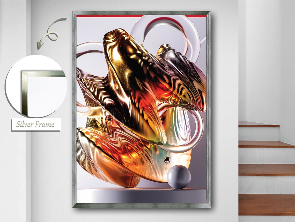 Geometric Fusion, Liquid Spirals and Triangles Art - Image 2