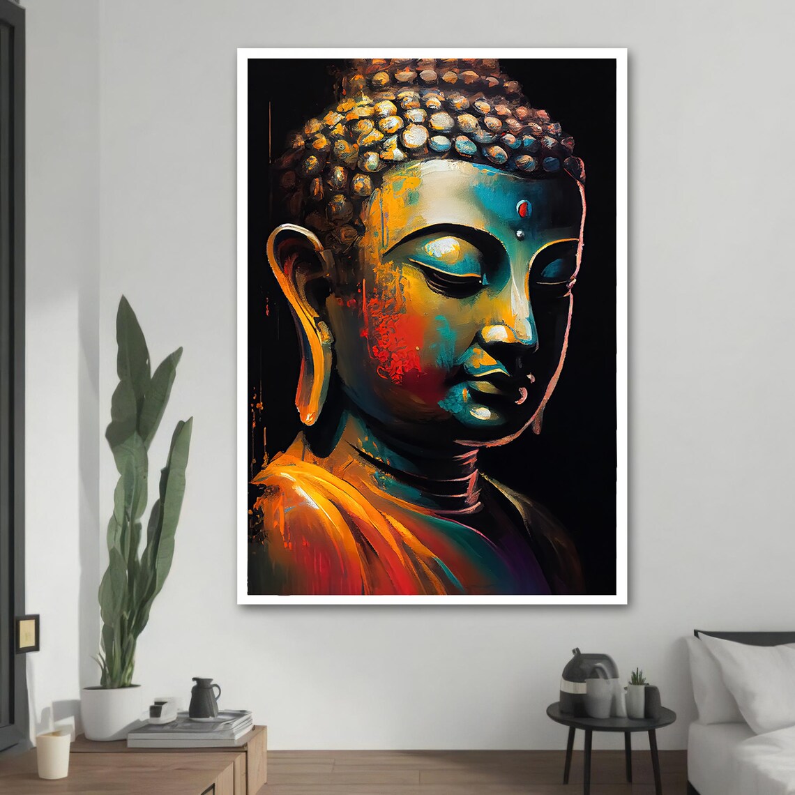 Colorful Buddha Portrait, Zen Home Decor - Image 2