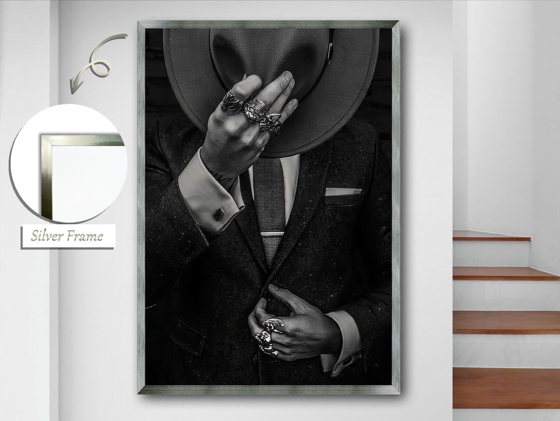 Man In Suit With Hat, Dignity Reflection Art Print - Image 2