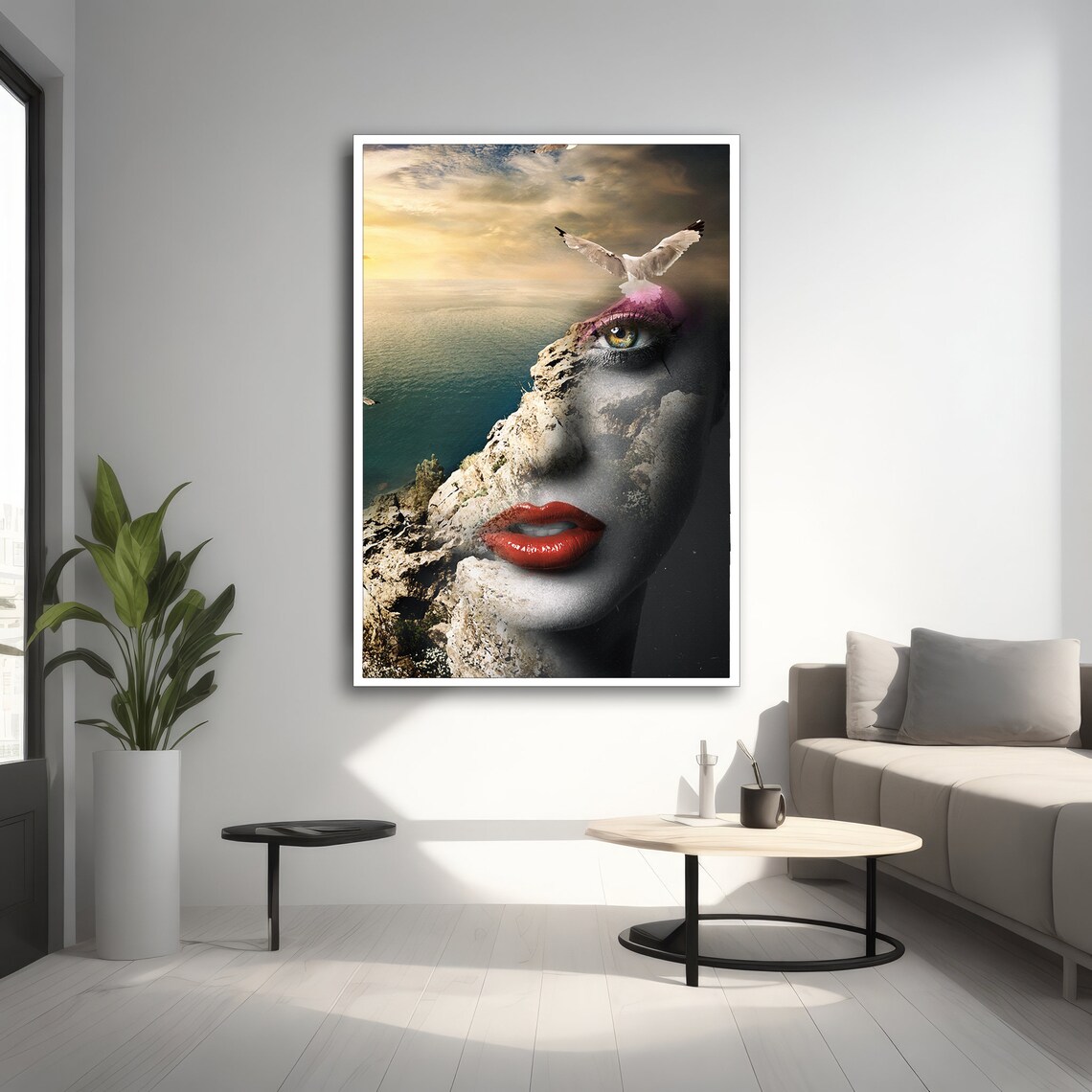 Surreal Woman And Seascape, Modern Painting - Image 2