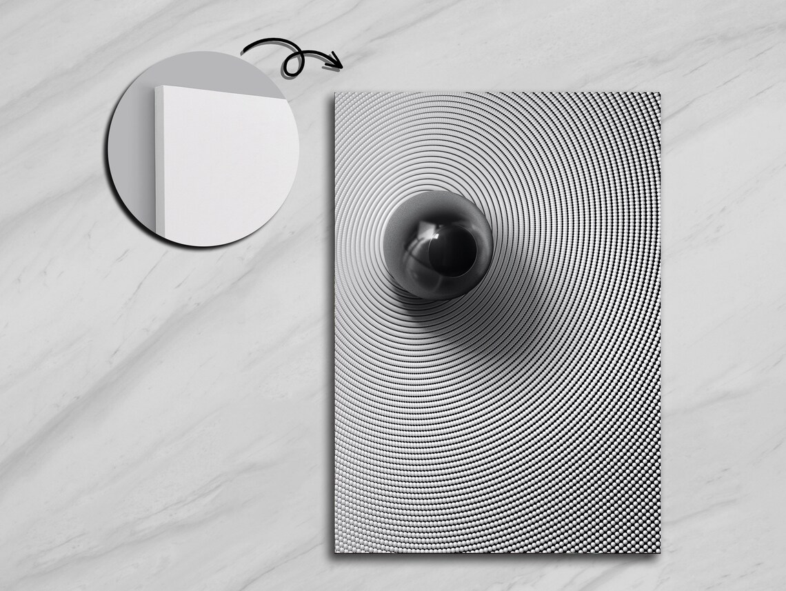 Black Holographic Background With Black Marble Ball
