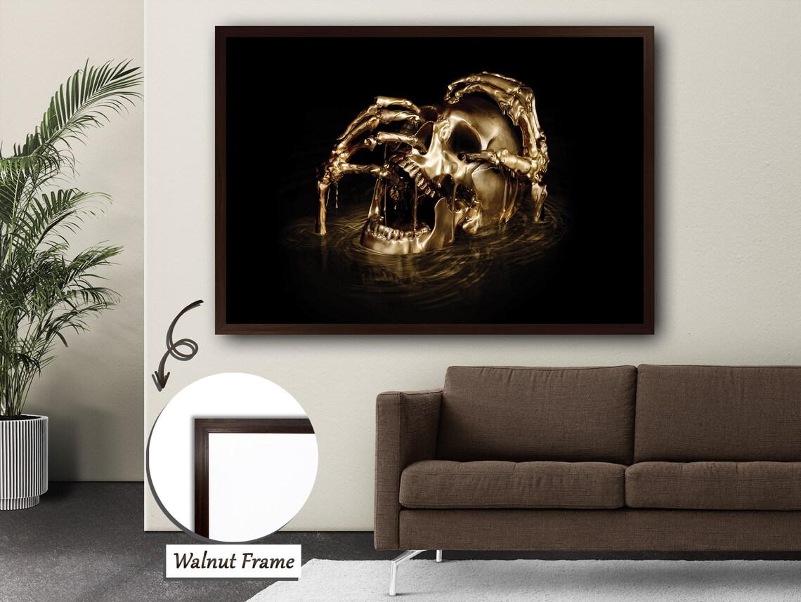 Golden Skull in Golden Waves, Adventure Art Print - Image 3