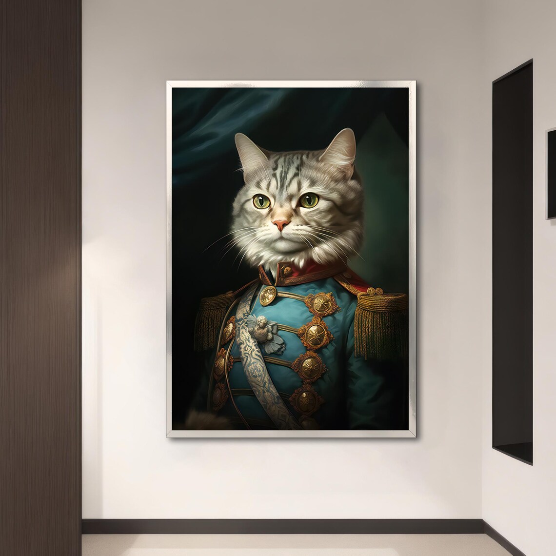 Uniformed General Cat Portrait, Majestic Print - Image 3