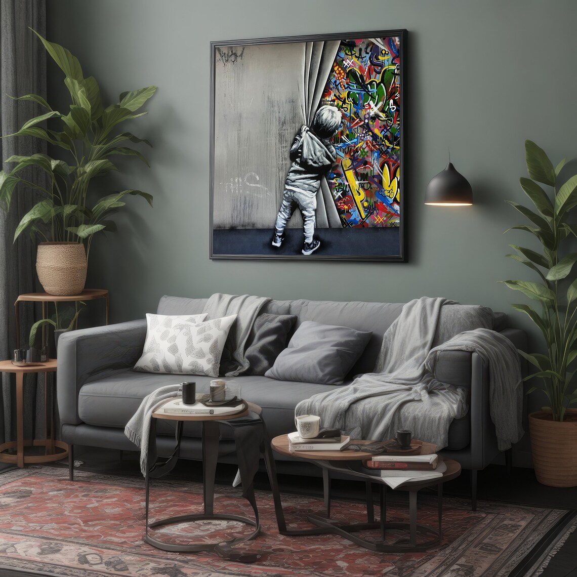 Intriguing Graffiti Child Unveiling Urban Decor