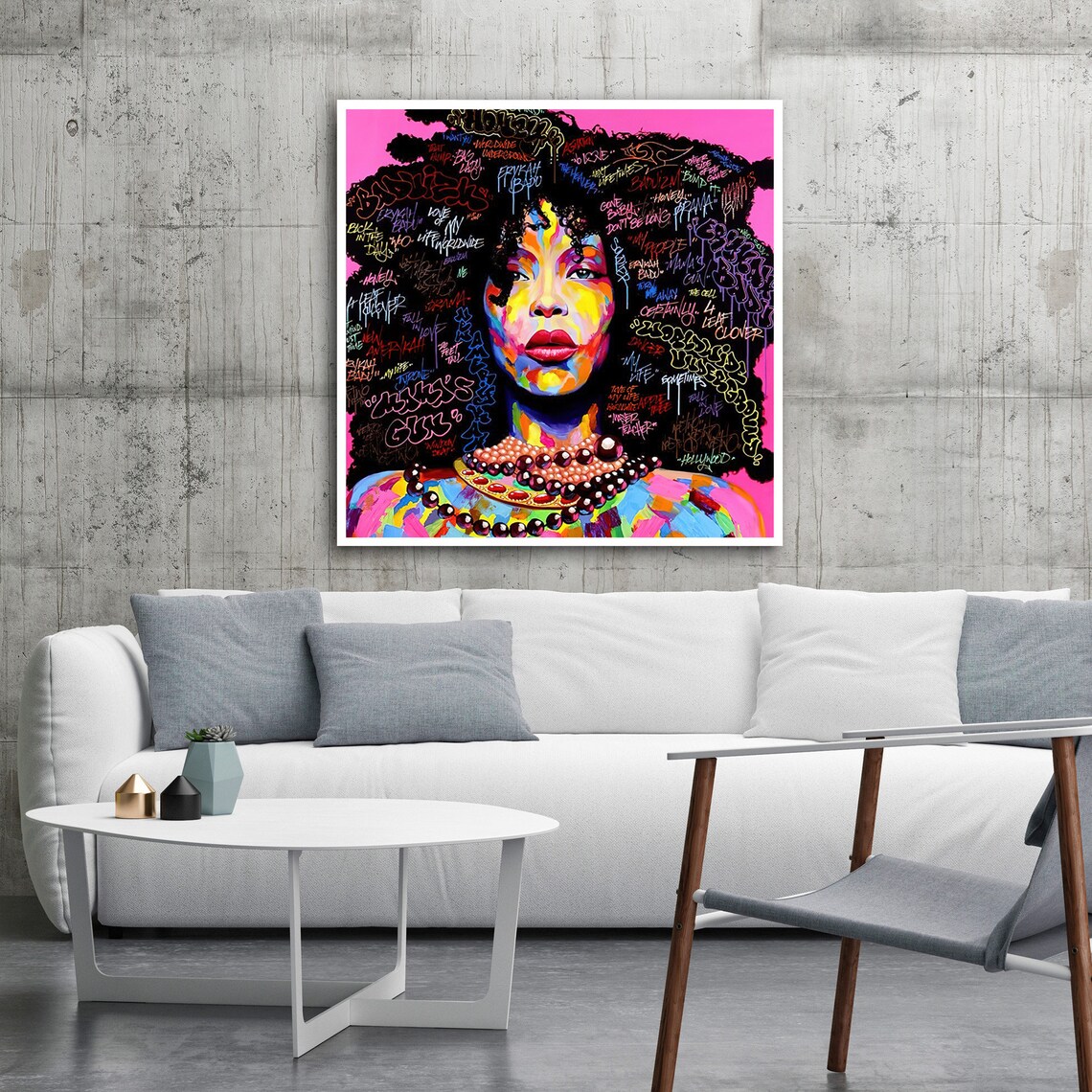 Graffiti Portrait Of Woman, Bold Urban Decor - Image 2