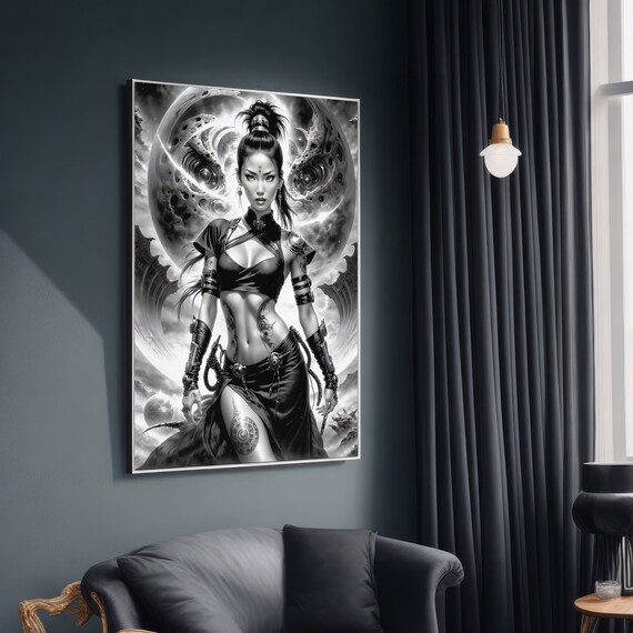 Futuristic Warrior Woman, Sci Fi Fantasy Portrait
