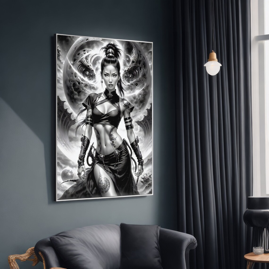 Futuristic Warrior Woman, Sci Fi Fantasy Portrait