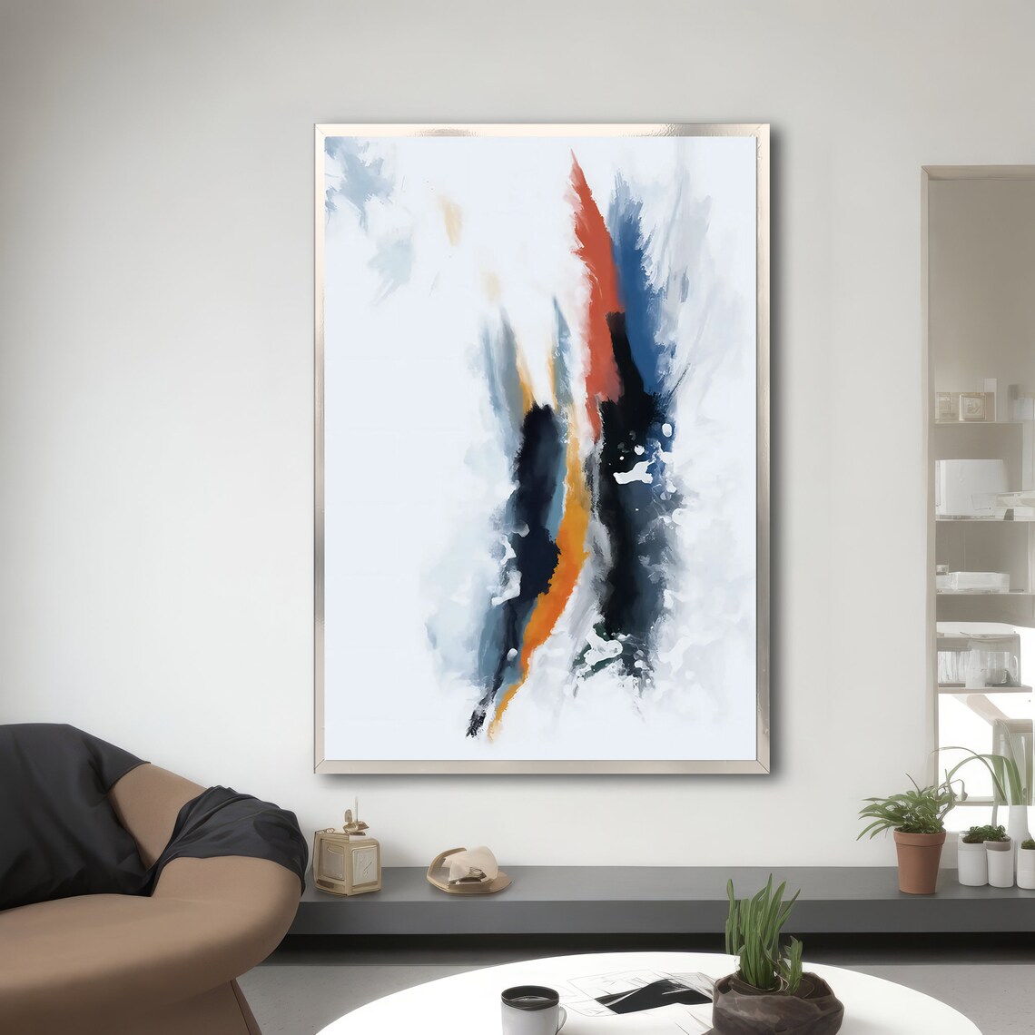 Modern Abstract Painting, Vibrant Brush Strokes - Image 3