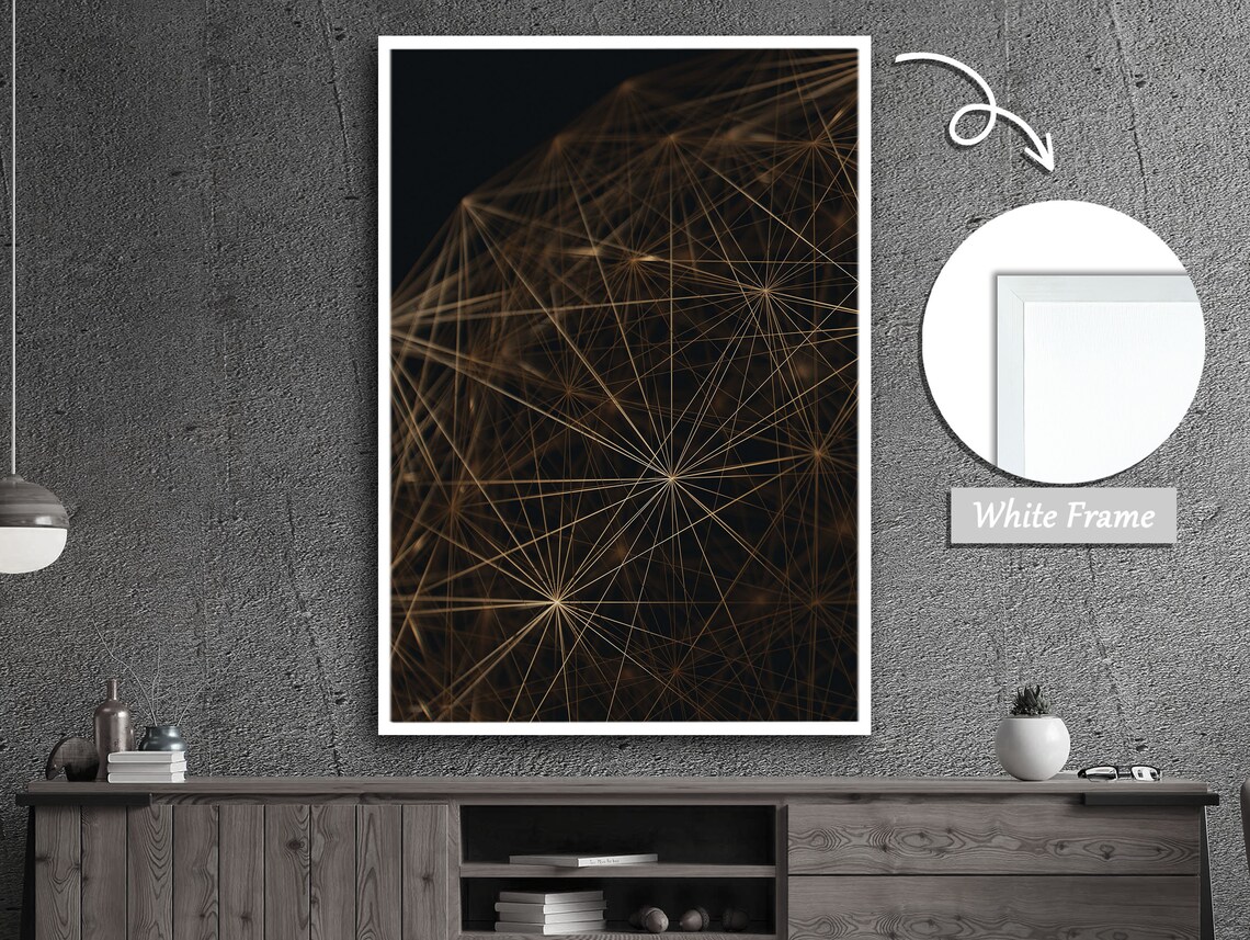 Yellow Triangle Line Pattern Geometric Art - Image 3