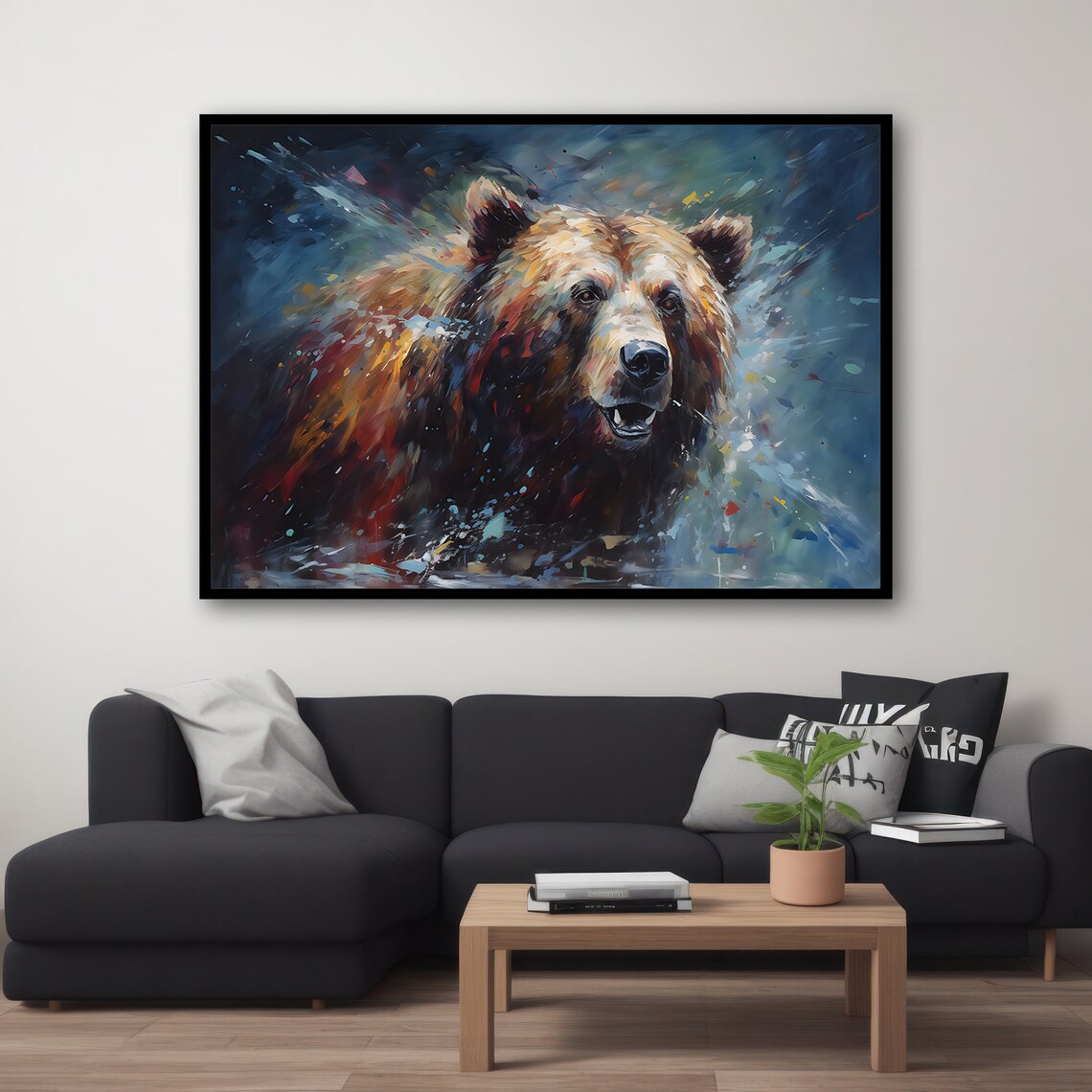 Dynamic Grizzly Bear Painting, Wildlife Gift - Image 4