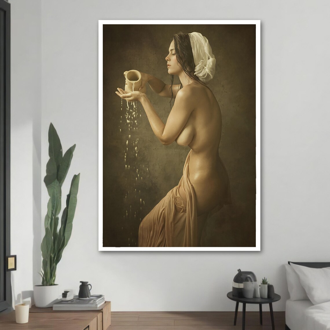 Nude Woman Pouring Water, Classic Art Gift - Image 2