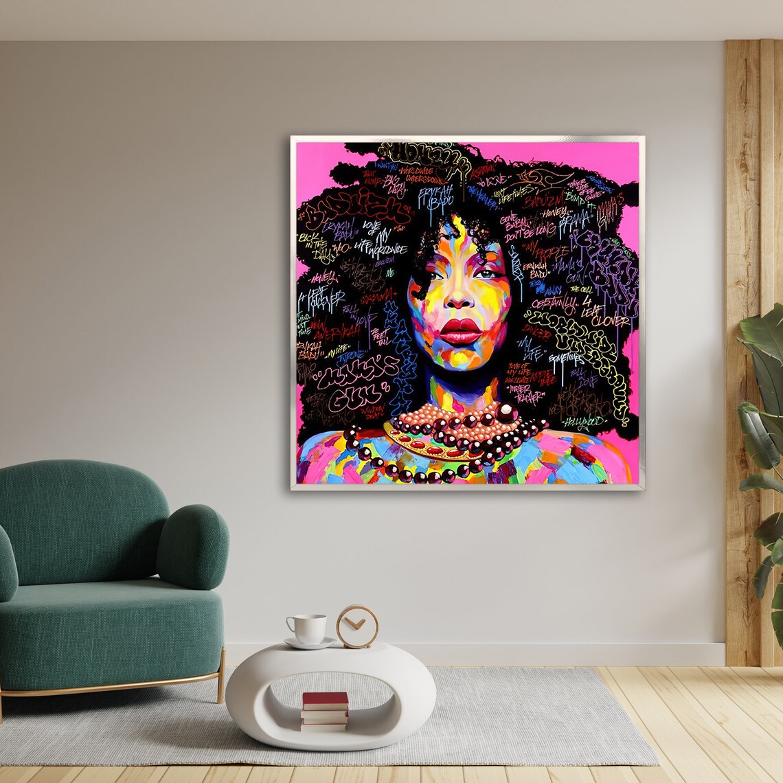 Graffiti Portrait Of Woman, Bold Urban Decor - Image 3