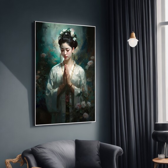 Serene Ethnic Art Woman in Traditional Attire, Cultural Serenity
