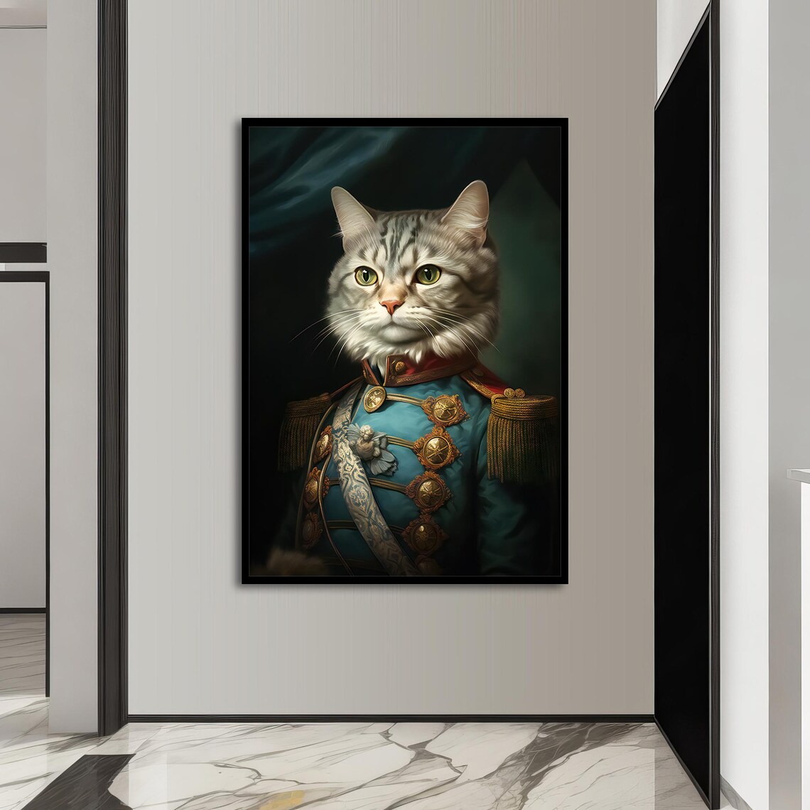 Uniformed General Cat Portrait, Majestic Print - Image 4