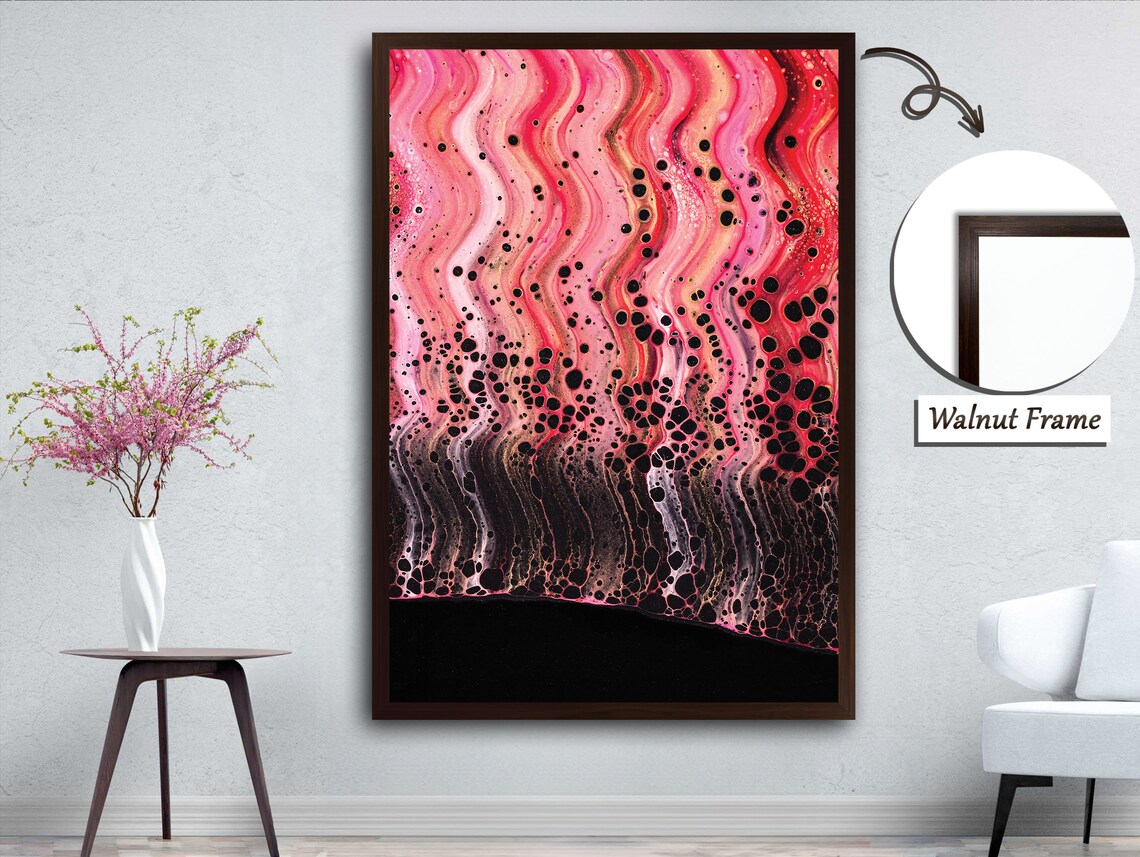 Red To Black Gradient Slalom Lines, Dots Wall Art - Image 4