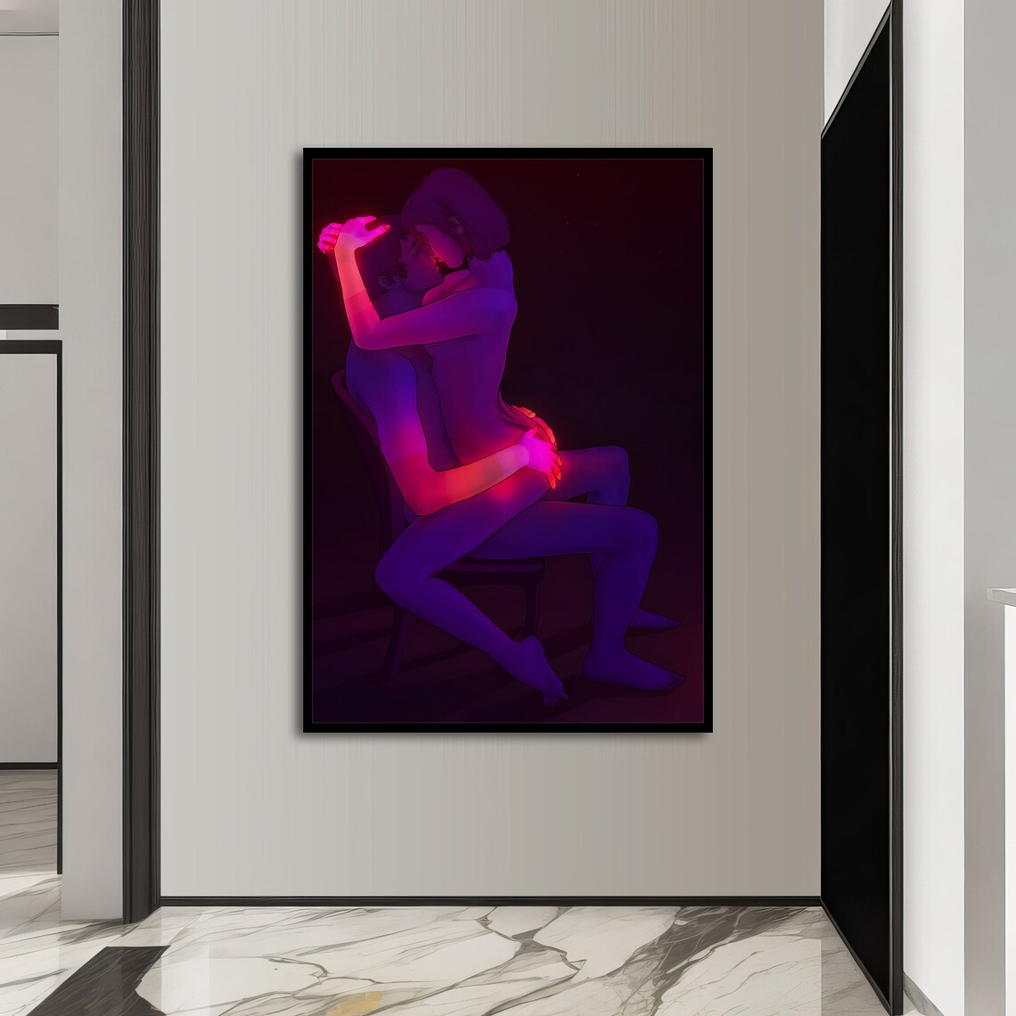 Neon Embrace Erotic Nude Couple, Romantic Gift - Image 4