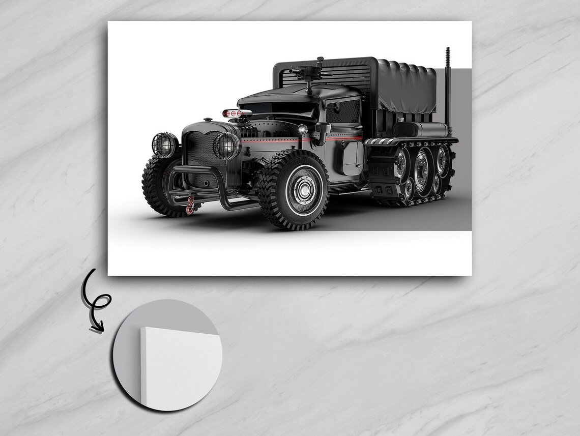 War Machine Battle Truck, Mixed Media Military Art - Image 5