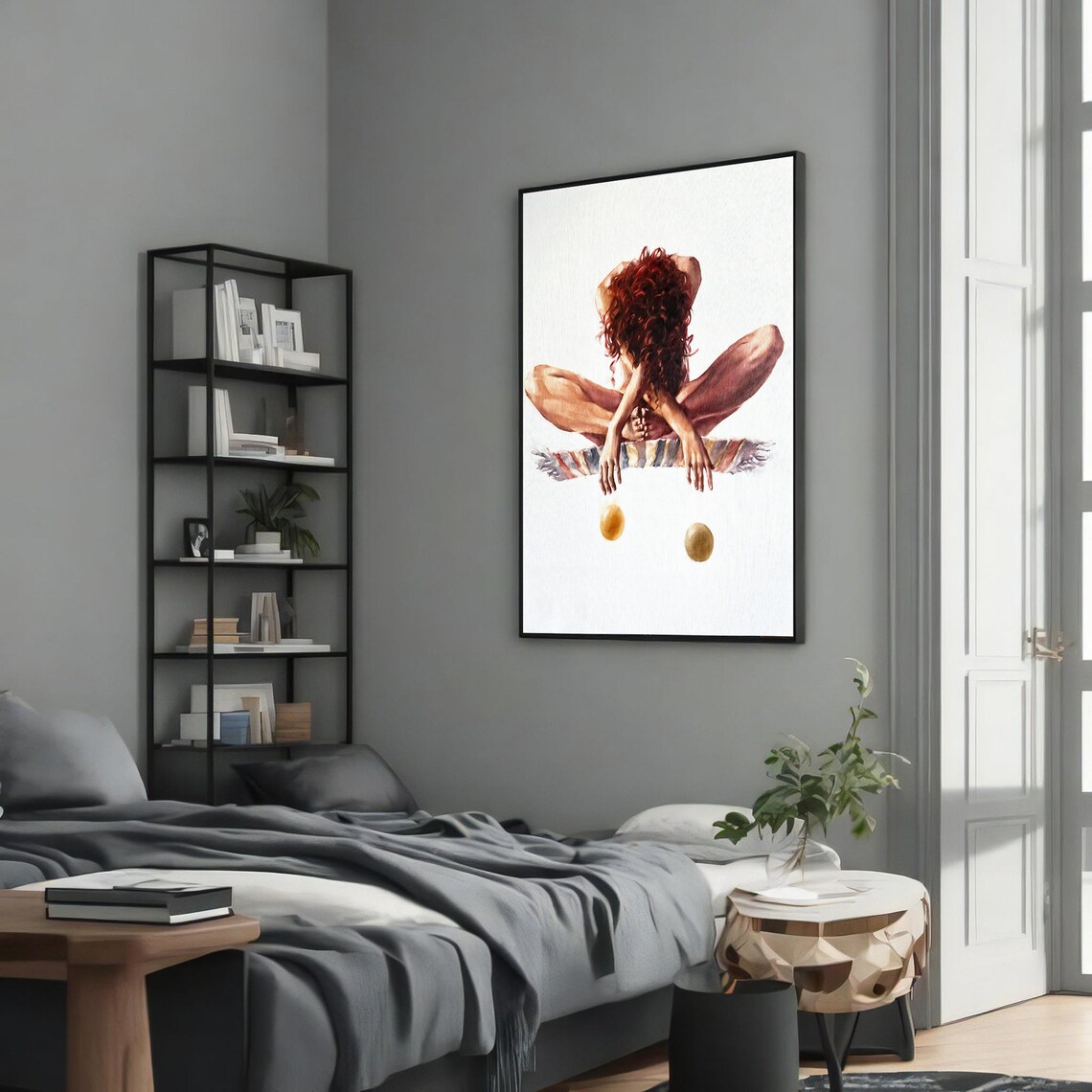 Introspective Nude Woman With Red Hair, Intimate Gift