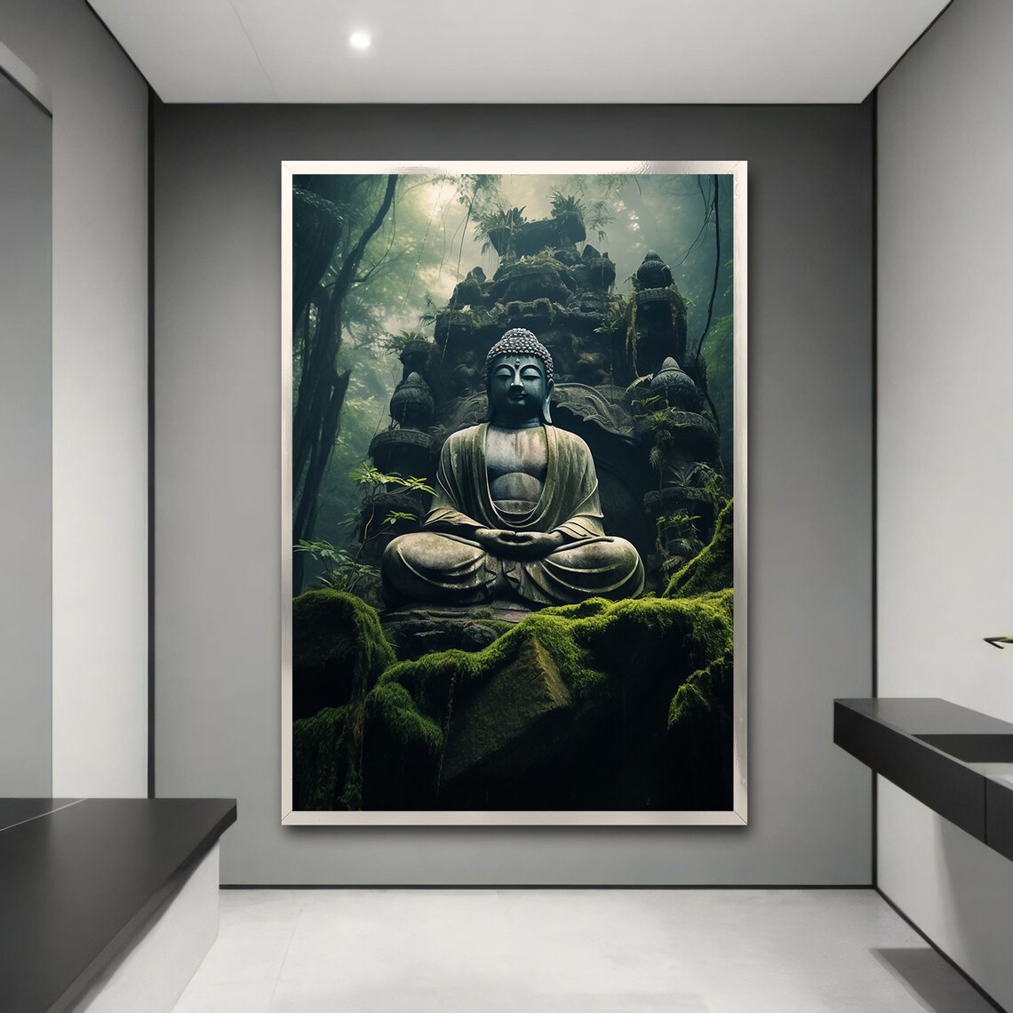 Majestic Buddha In The Forest, Zen Art Print - Image 3