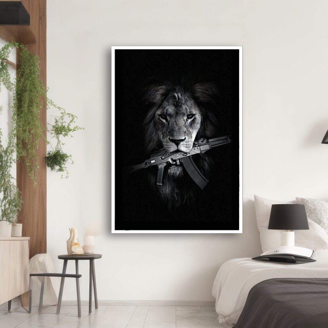 Bold Lion With Gun Painting, Modern Animal Art - Image 2