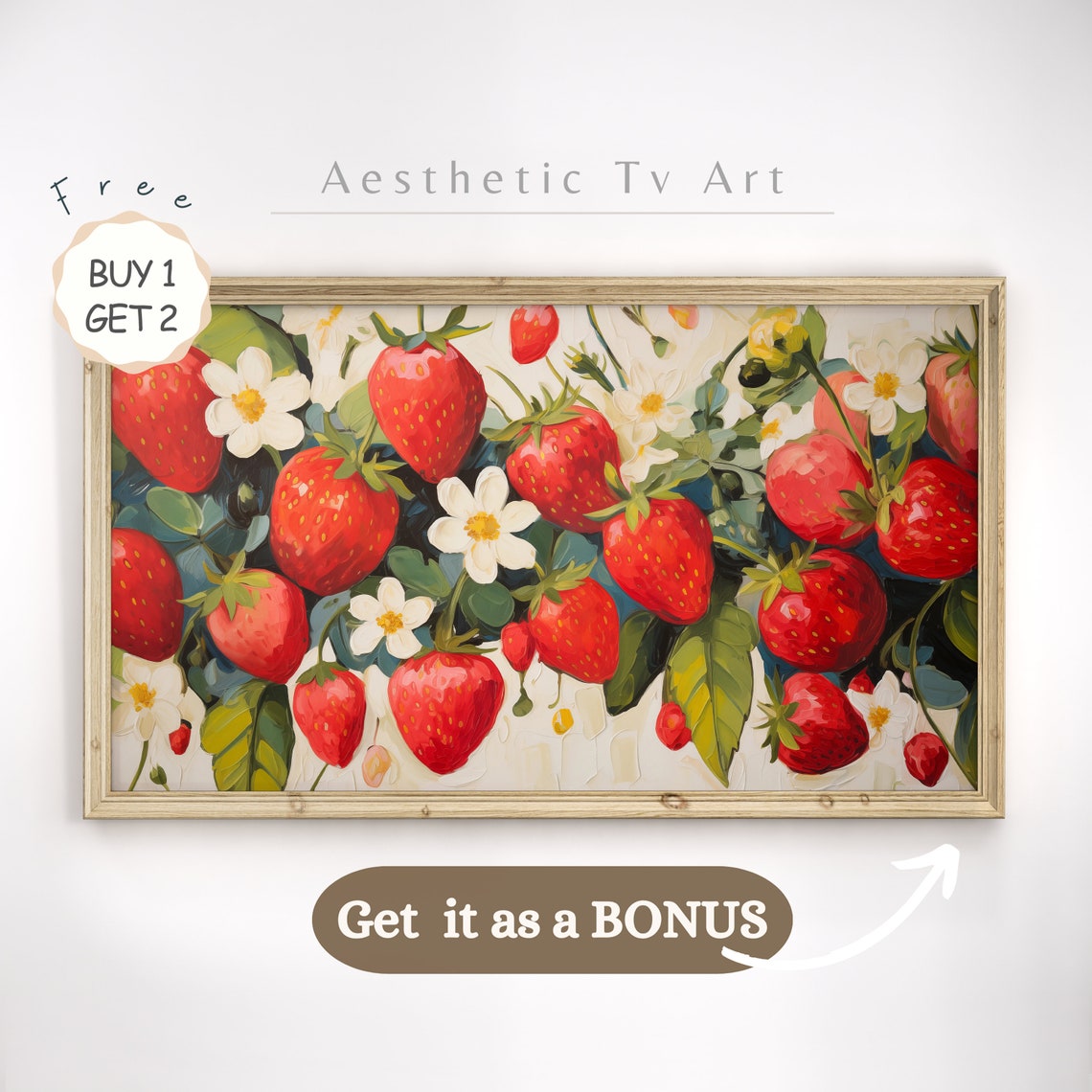 Impasto Colorful Wildflowers White Canvas Textured Art Poster - Image 2