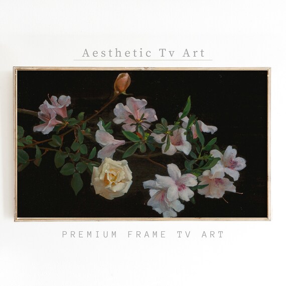 Moody Frame Tv Art Vintage Dark Flowers Oil Painting Dark Academia Tv Frame Art Floral Art For Tv
