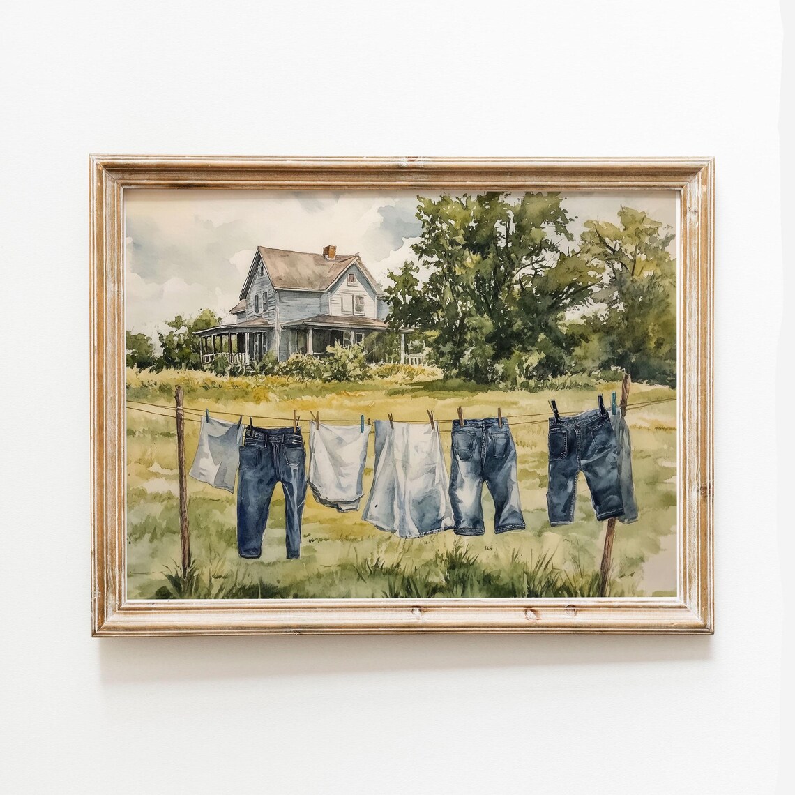 Laundry On A Line Vintage Garden Art Print