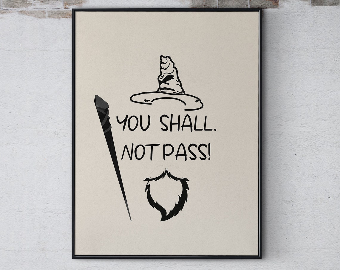 You Shall Not Pass Wizard Hat Beard Minimalist Movie Poster Art