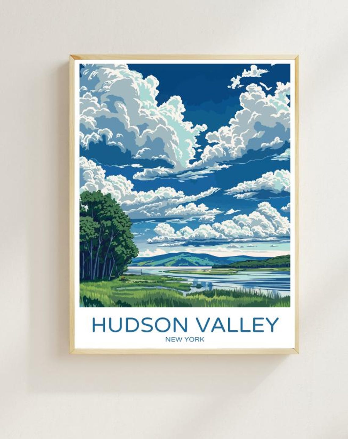 Hudson Valley New York River Landscape Dramatic Clouds Poster