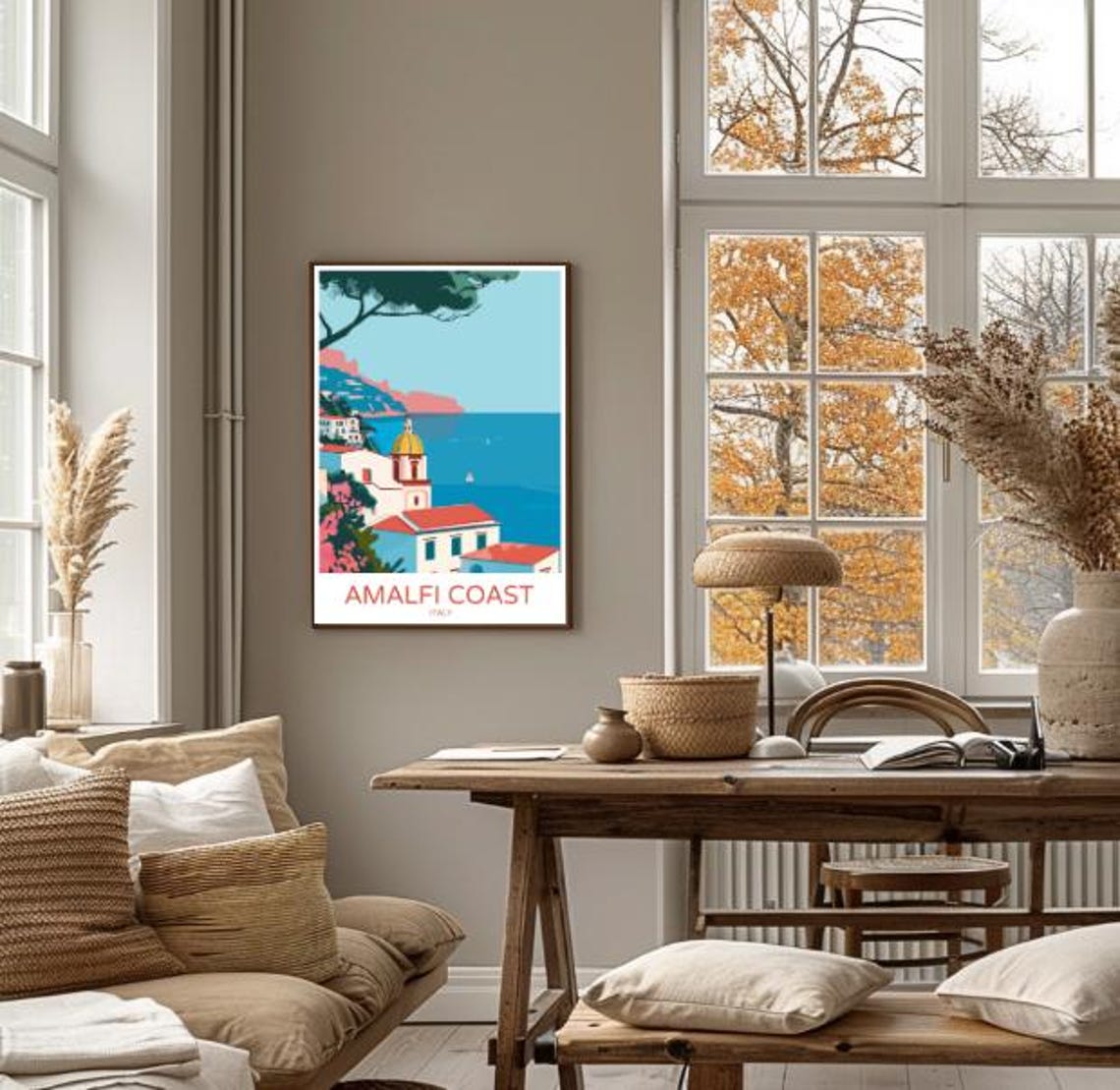 Amalfi Coast Italy Travel Poster Scenic Coastal Wall Art Of Positano Mediterranean Views Amalfi Print Italy Travel Art Seaside Decor - Image 4