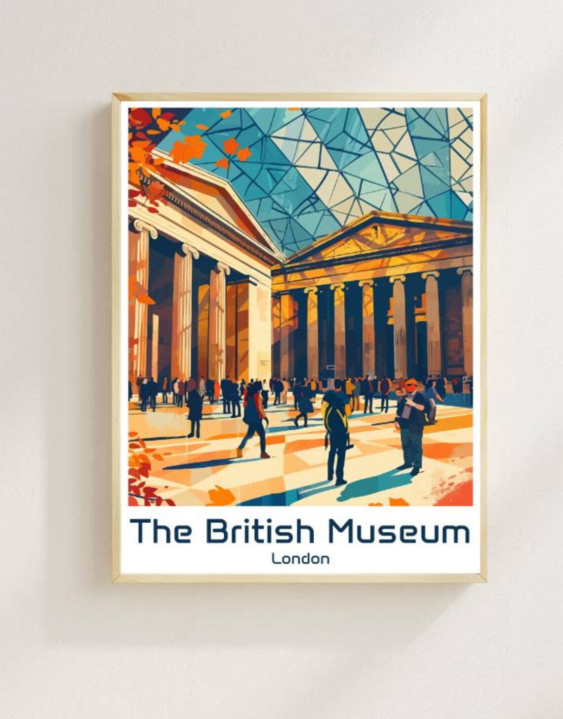 The British Museum London Grand Court Glass Roof Crowd Travel Poster