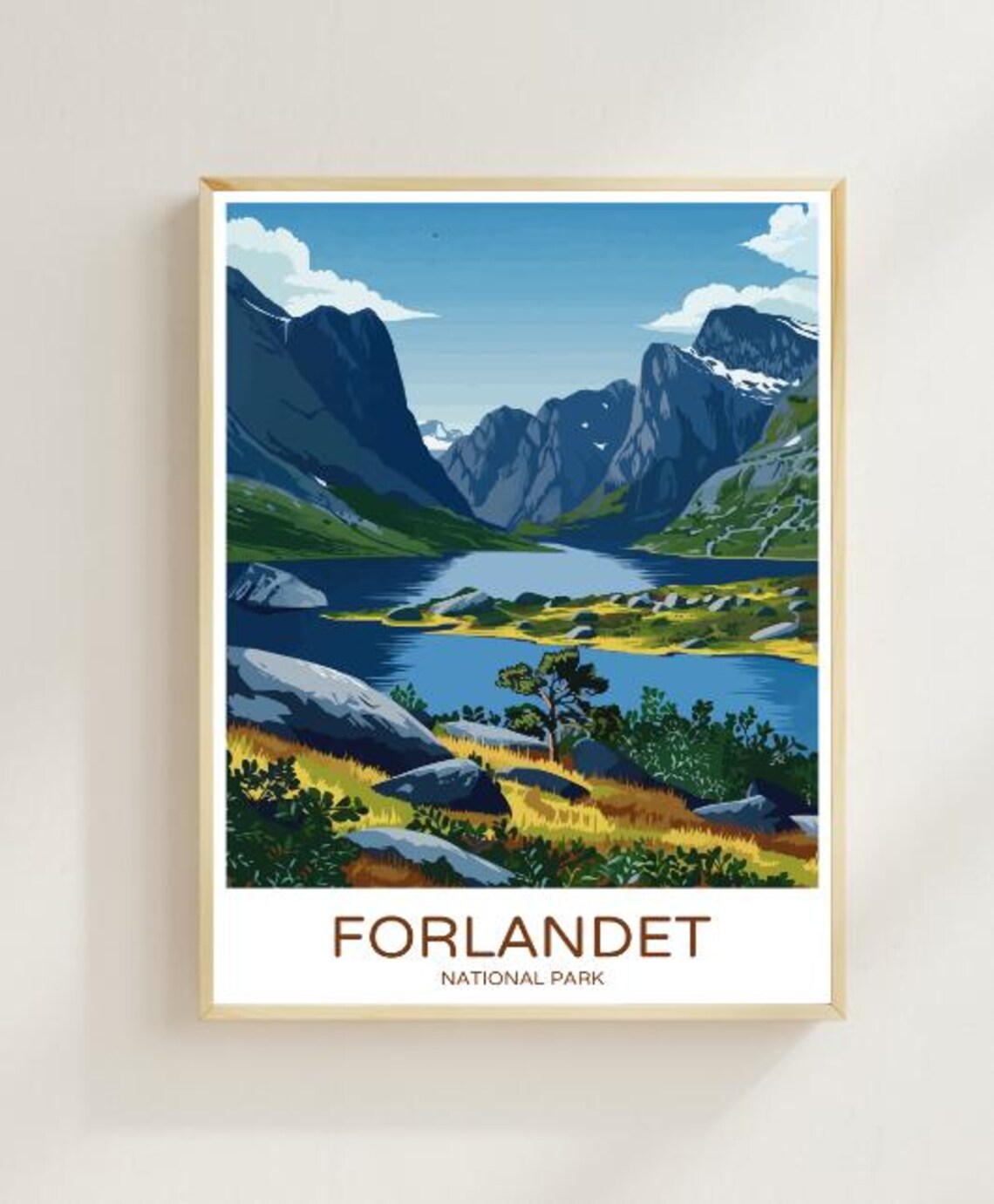 Forlandet Norway Arctic Fjord Poster With Rugged Peaks Calm Lake