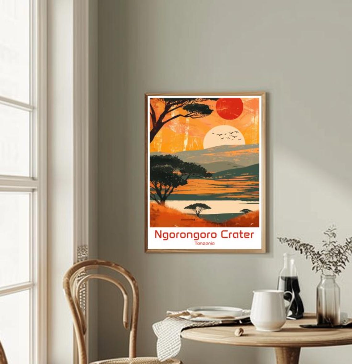 Ngorongoro Crater Travel Poster Tanzania Wall Art Print Wildlife Savannah Landscapes And African Scenery For Nature And Safari Decor - Image 2