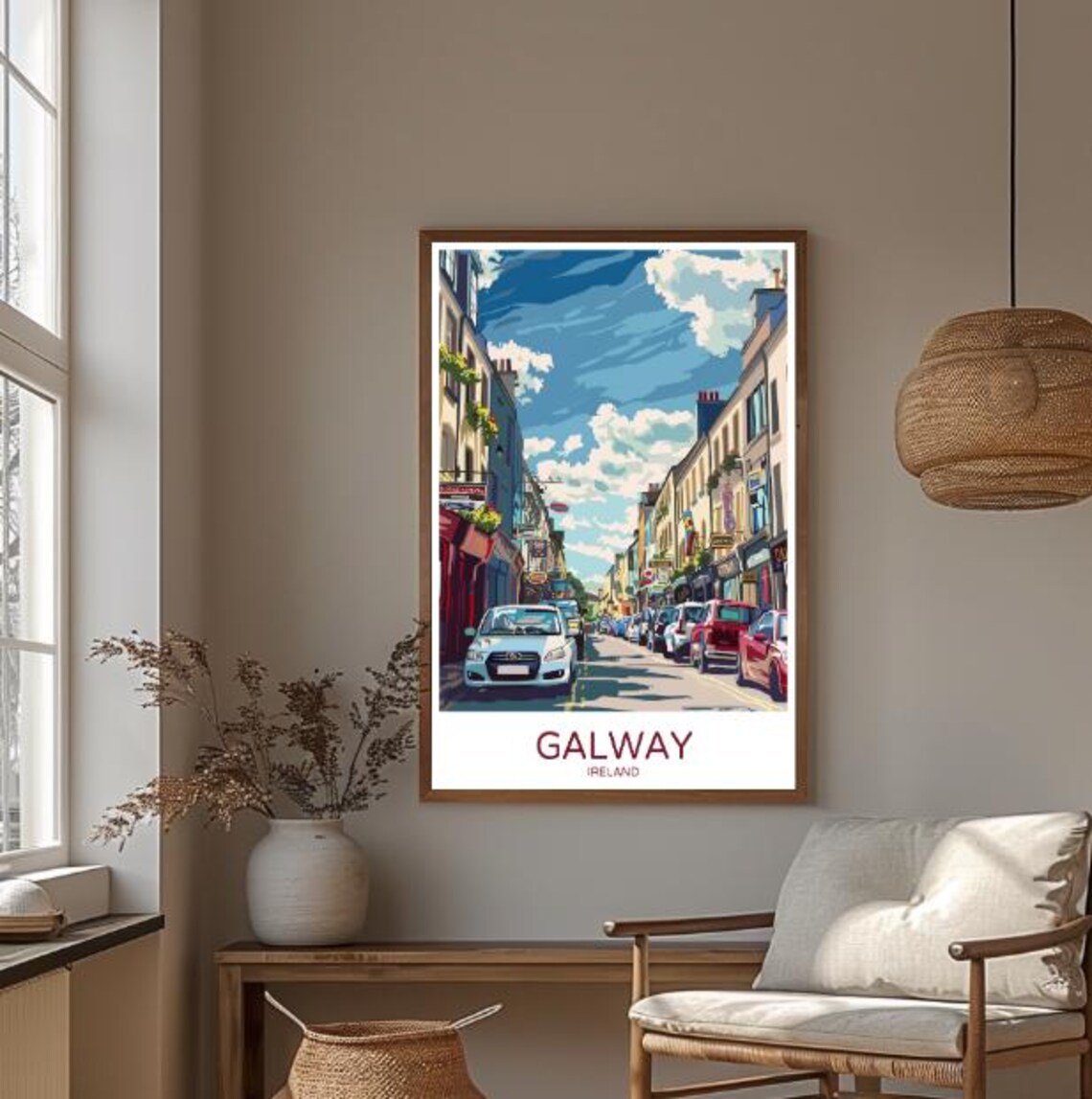 Galway Ireland Charming Shop Street Scene Under a Bright Sky Poster - Image 3