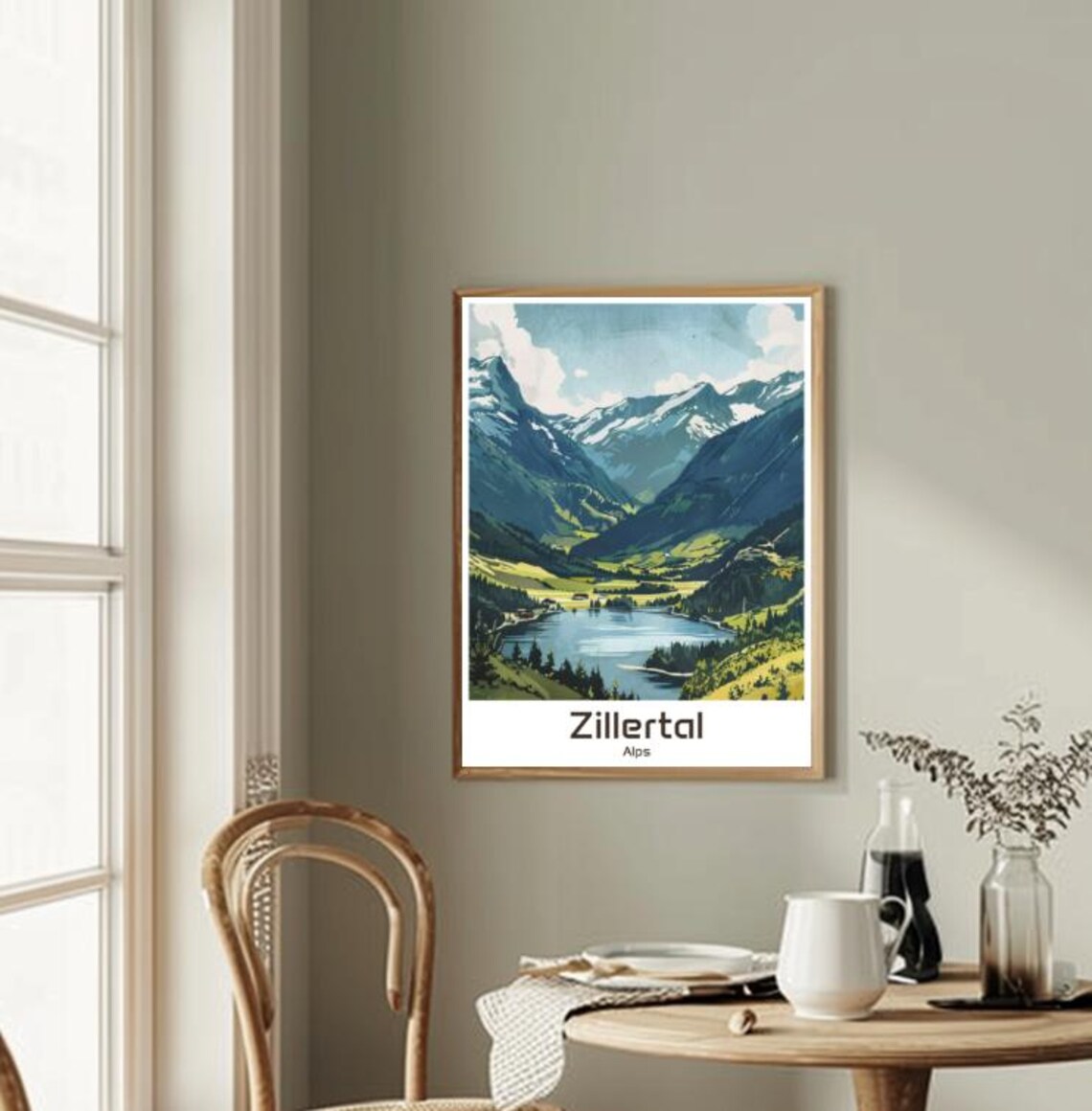 Zillertal Alps Serene Valley Lake and Snowy Peaks Travel Poster - Image 2