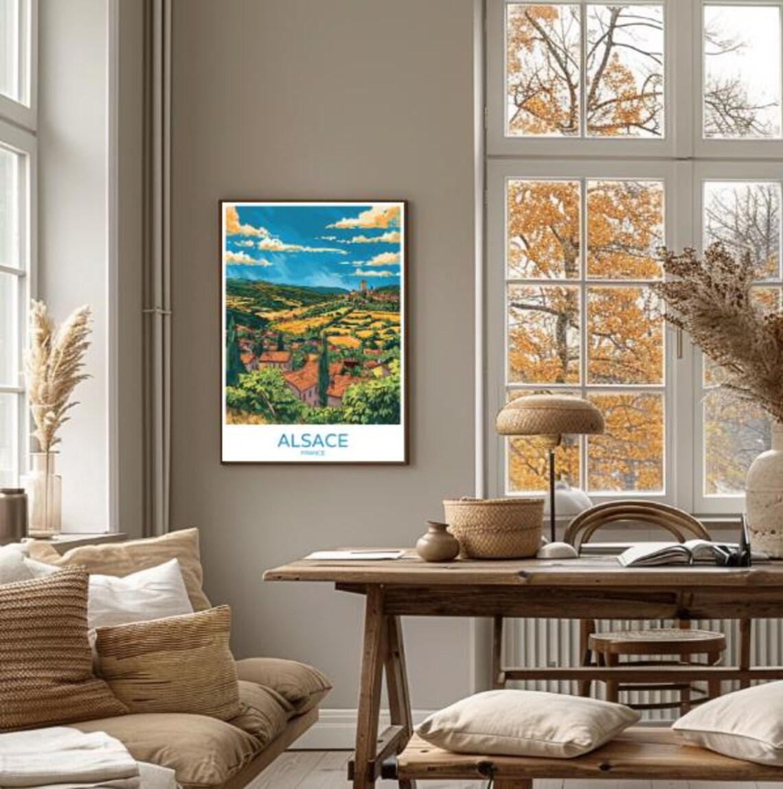 Alsace France Vineyard Hills Cypress Villages Golden Field Poster - Image 4