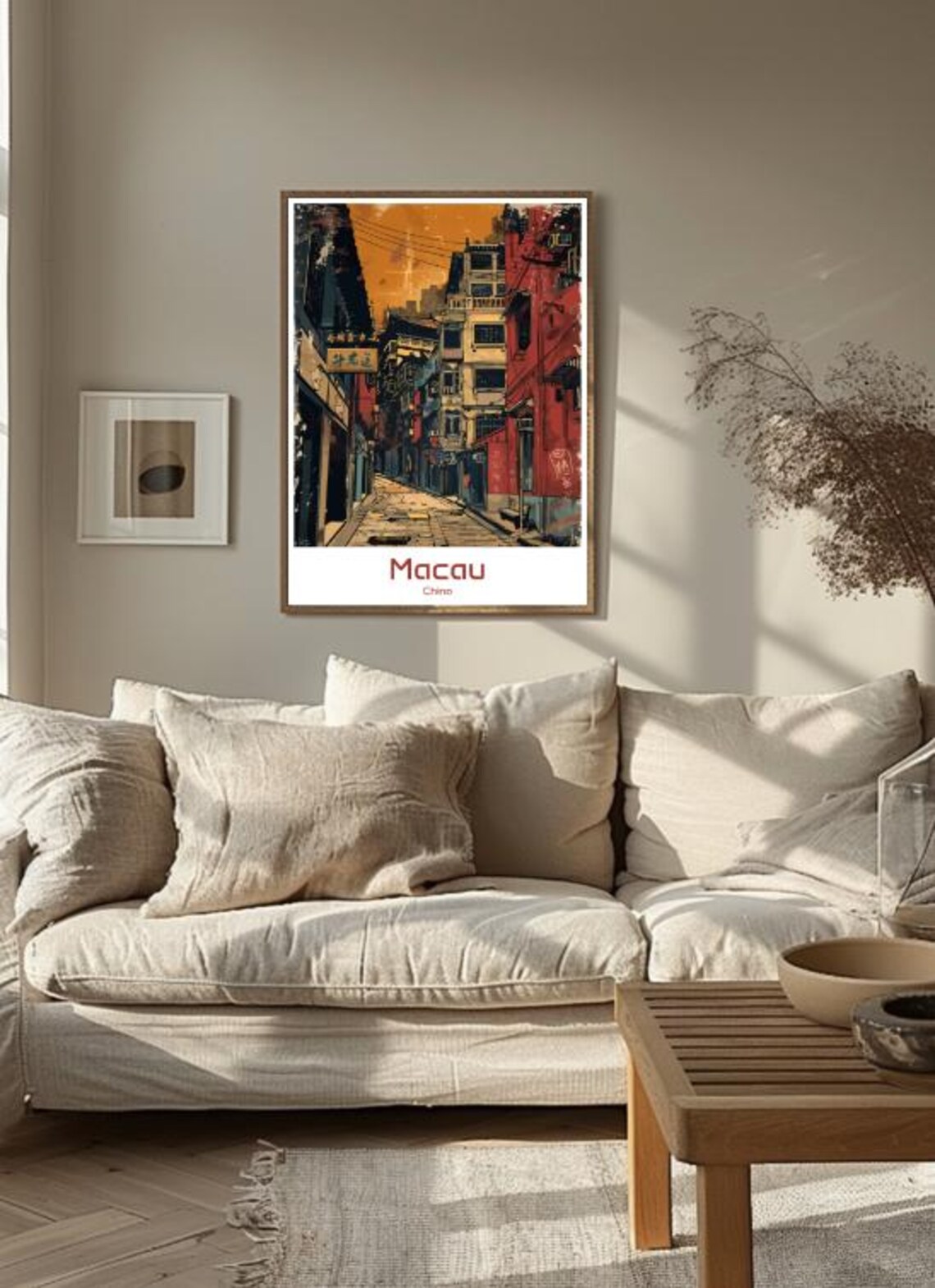 Macau China Historic Old Street Lanterns Sunset Vintage Style Poster - Image 3