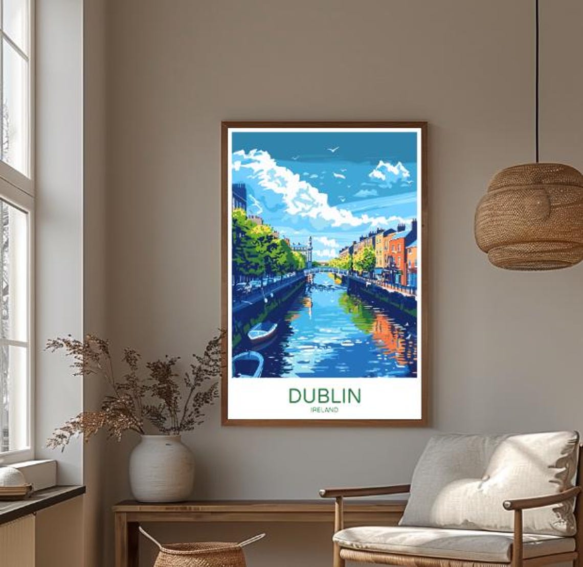 Dublin Ireland River Liffey Reflections Under Big Clouds Poster - Image 3