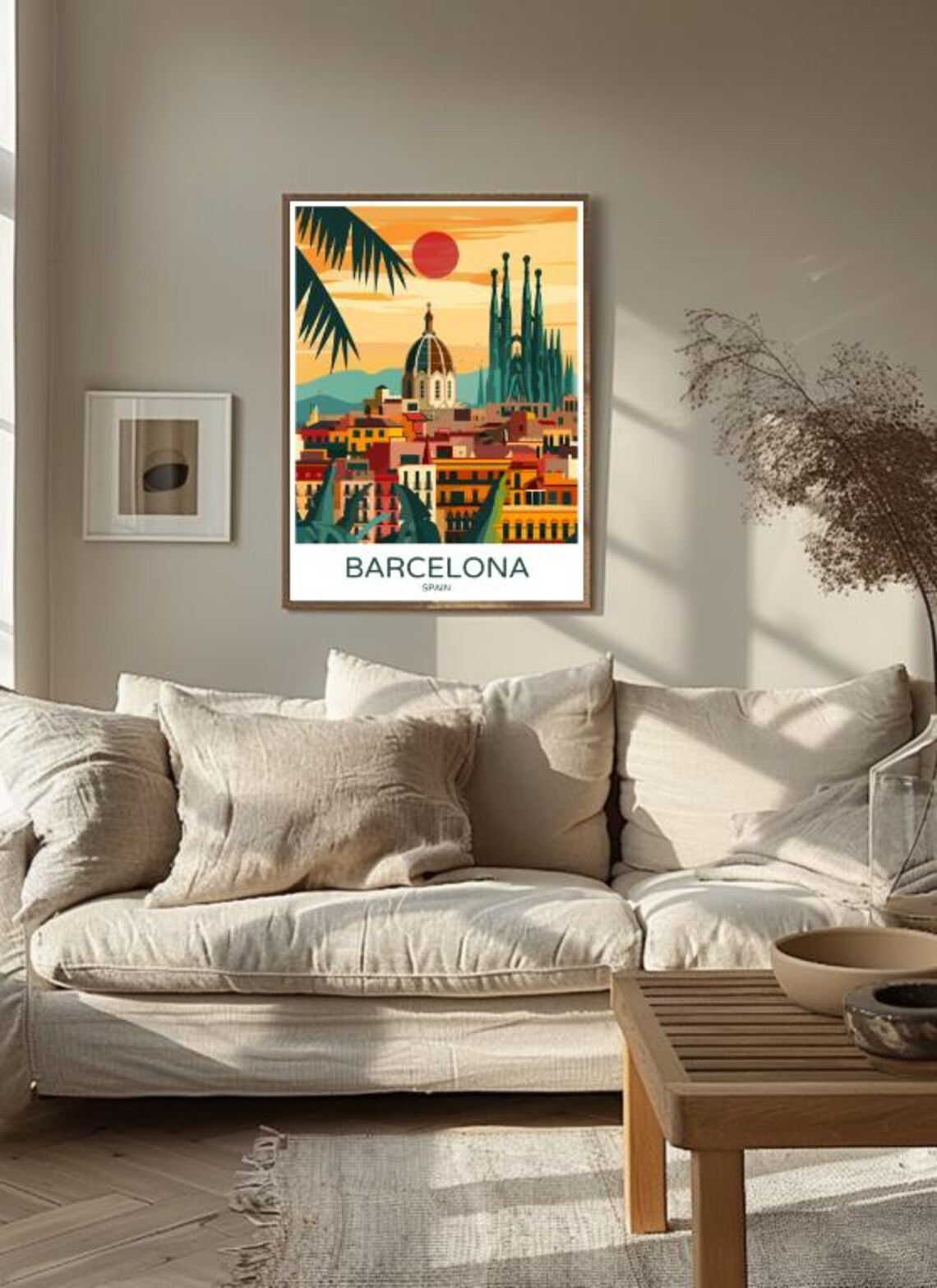 Barcelona Spain Sagrada Familia Golden Sunset Cityscape Art Poster - Image 3