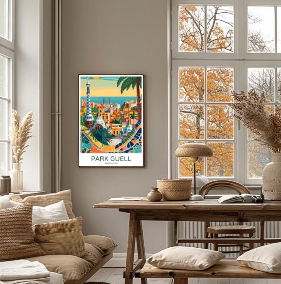 Park Guell Barcelona Gaudi Mosaic Terrace Above the Sea Poster - Image 4