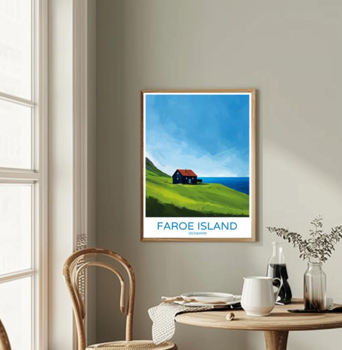 Faroe Island Denmark Lone Cliffside House Ocean View Art Poster - Image 2