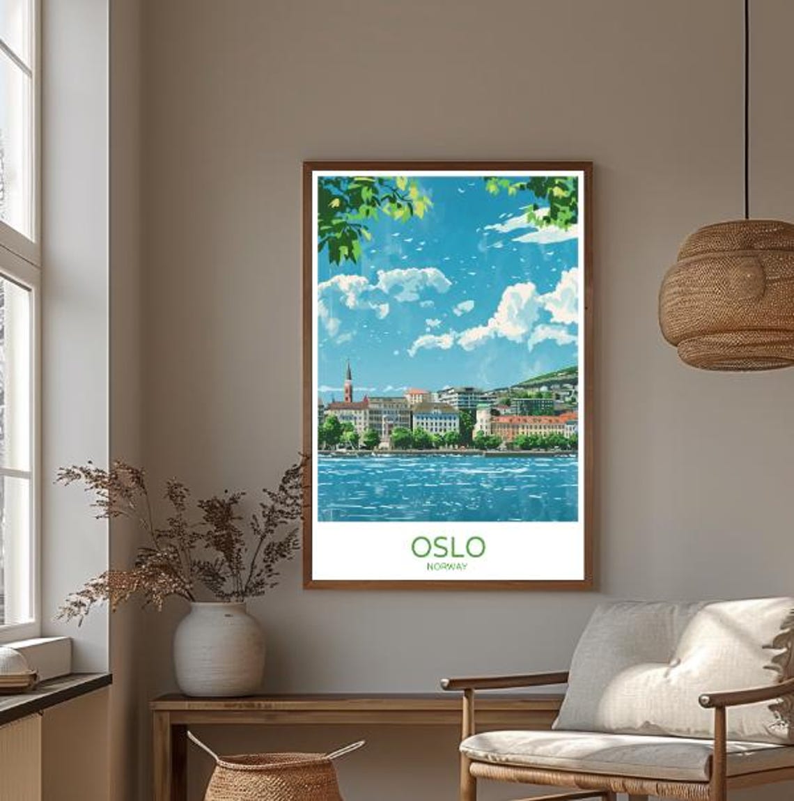 Oslo Skyline Travel Poster Modern Wall Art Of Norway Cityscape And Fjord Views Oslo Travel Print Nordic Decor Artwork - Image 3