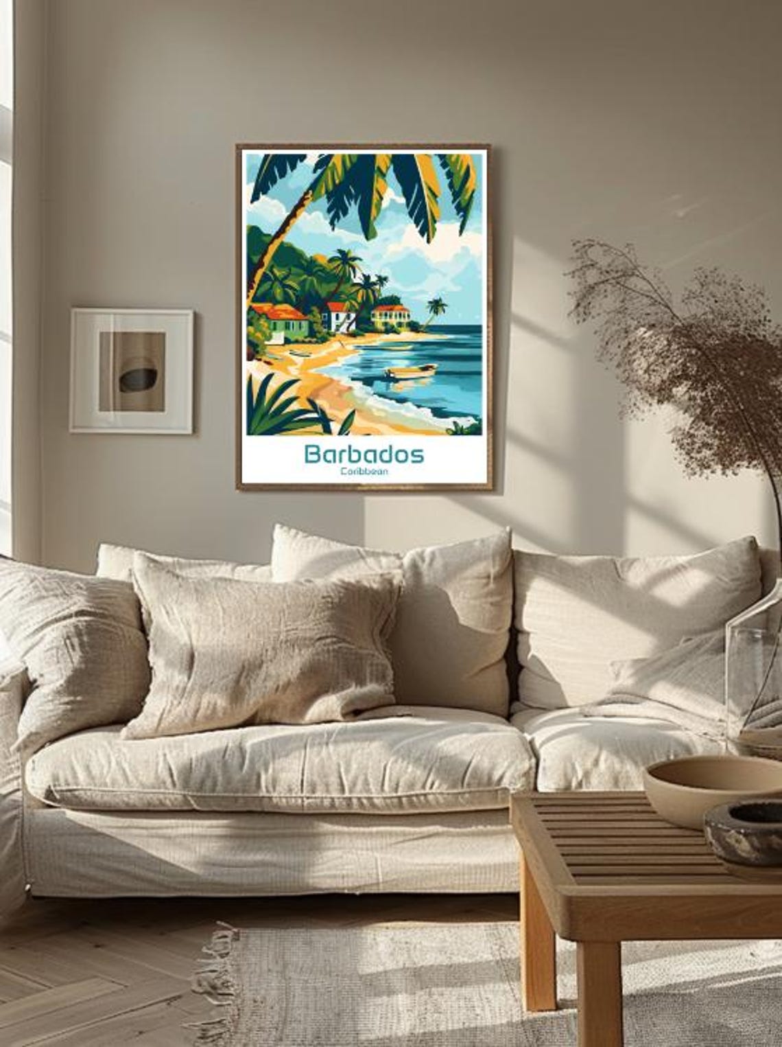 Barbados Caribbean Tropical Beach Palms and Boats Travel Poster - Image 3
