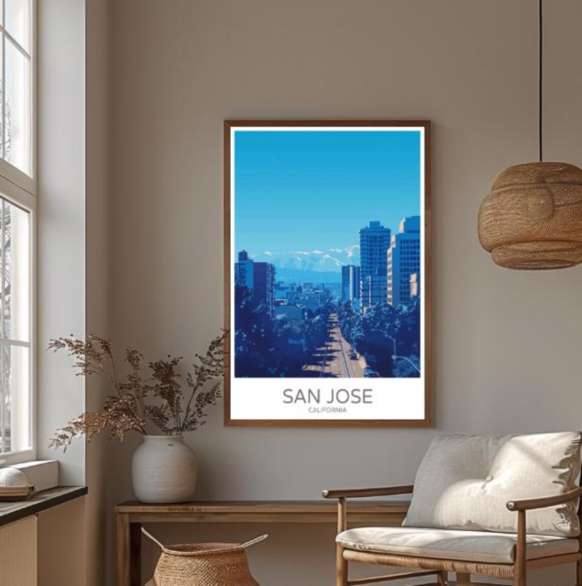 San Jose California Downtown Street Poster With Mountain Backdrop - Image 3